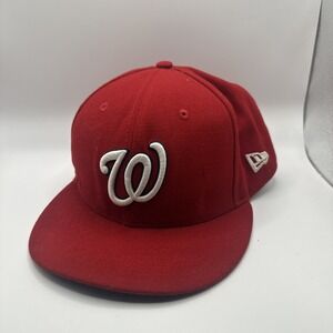Washington Nationals Size 7 1/8 Red New Era 59FIFTY Embroidered MLB Baseball Cap